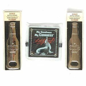 GUINNESS Bottle Opener and Glass Coaster Lot of 3 My Goodness My Guinness Stout